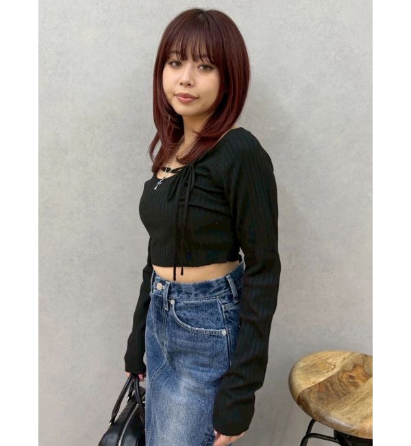 EVRIS「ストラップデザインリブニットトップス」|ニット・セーター|