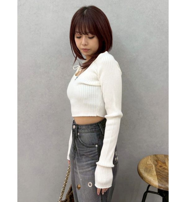 EVRIS「ストラップデザインリブニットトップス」|ニット・セーター|