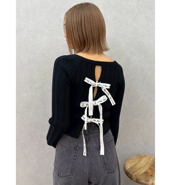 EVRIS「2WAYバックリボンニットトップス」|ニット・セーター|ブラック