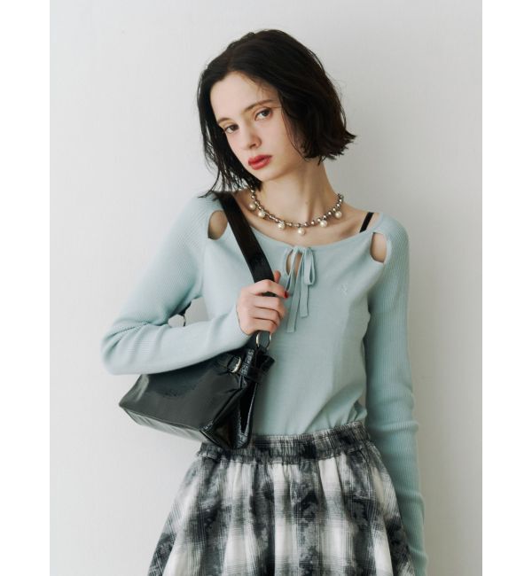 jouetie「オープンショルダーレイヤードニット」|ニット・セーター|