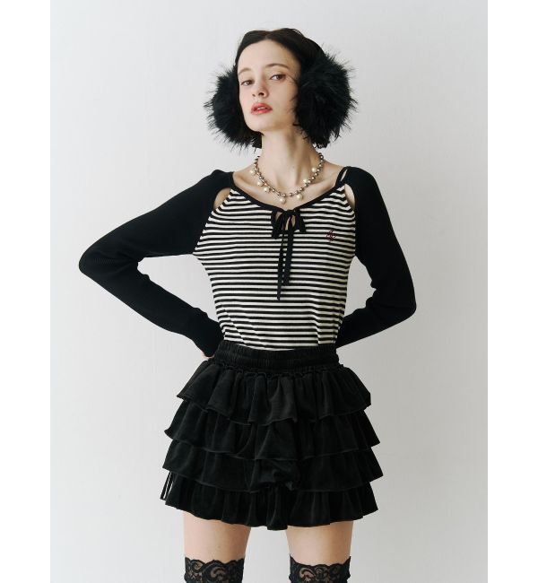 jouetie「オープンショルダーレイヤードニット」|ニット・セーター|