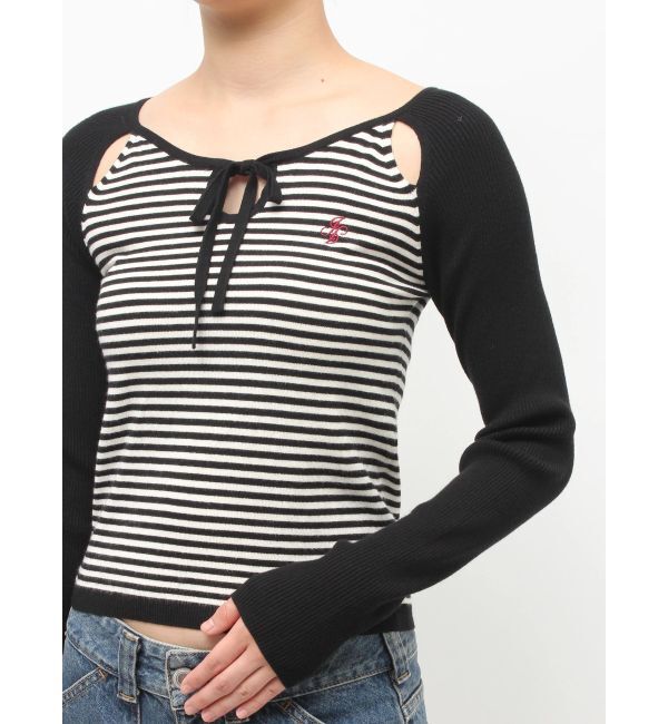 jouetie「オープンショルダーレイヤードニット」|ニット・セーター|