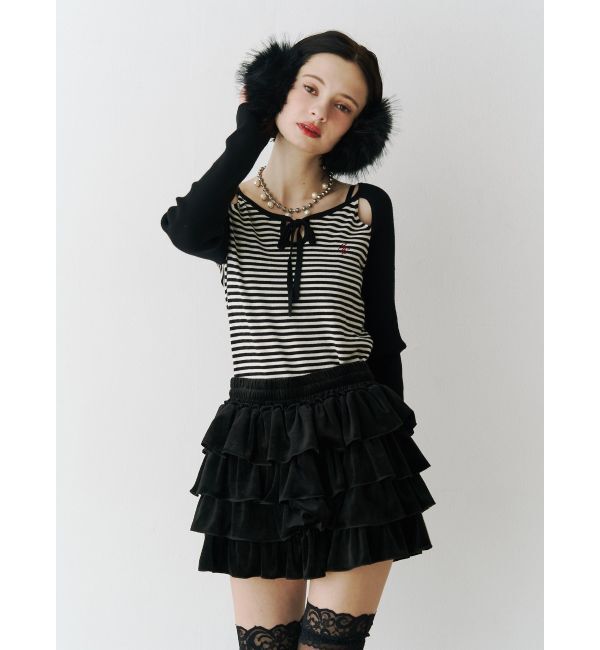 jouetie「オープンショルダーレイヤードニット」|ニット・セーター|