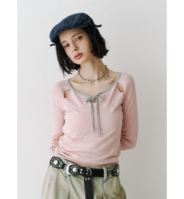 jouetie「オープンショルダーレイヤードニット」|ニット・セーター|