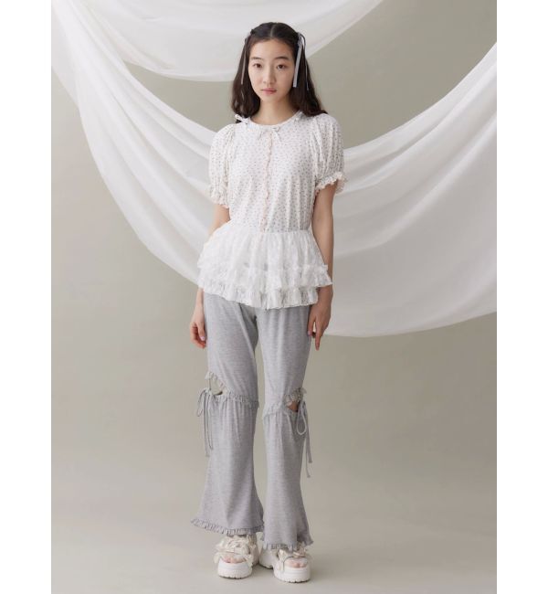 merry jenny「レースカットフリルリブパンツ」|その他|