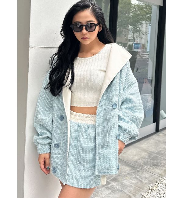 GYDA「ツイード異素材ライダースジャケット【SETUP着用可】」|ライダースジャケット|