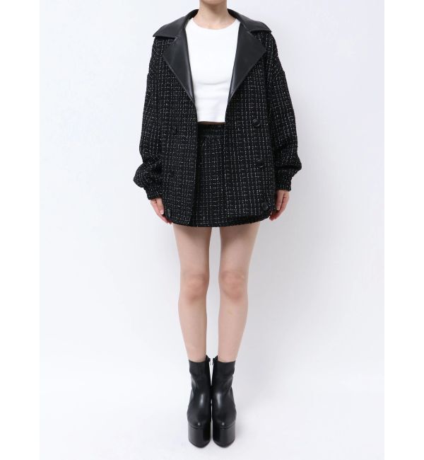 GYDA「ツイード異素材ライダースジャケット【SETUP着用可】」|ライダースジャケット|