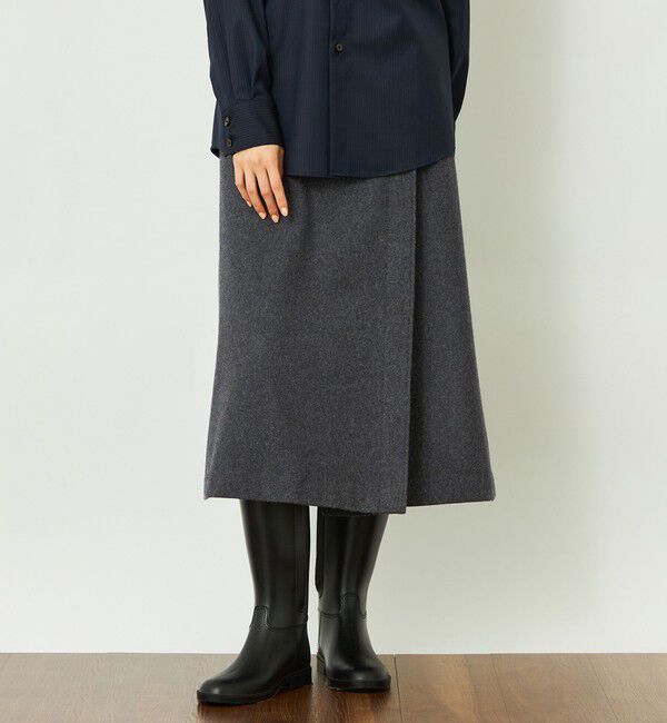 MACKINTOSH PHILOSOPHY「GREY LABEL ウールフラノラップスカート」|スカート|チャコールグレー