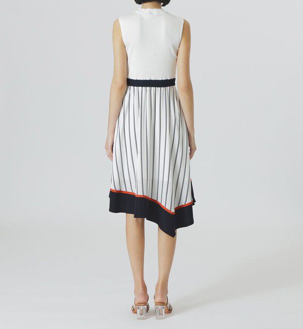  「【手洗い可】ストライプカラーブロックワンピース」|ワンピース|