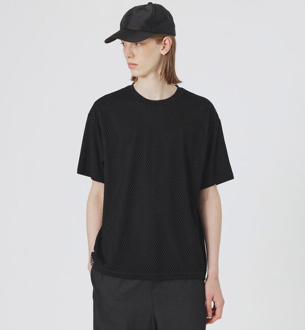  「メッシュレースコンビTシャツ」|Tシャツ・カットソー|ブラック