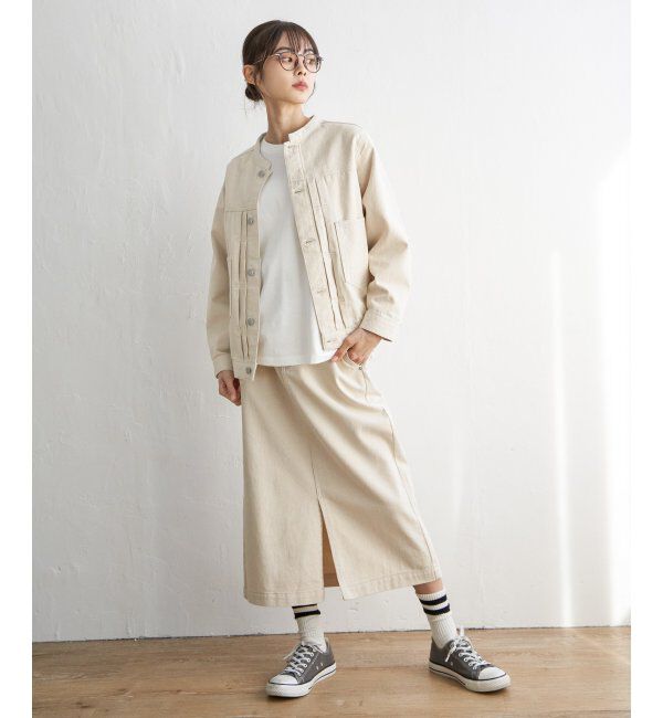 Lbc with Life「ＬＢＣデニムノーカラージャケット」|ブルゾン・スタジャン|