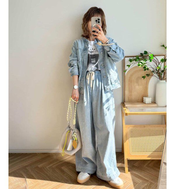 Lbc with Life「ＬＢＣデニムノーカラージャケット」|ブルゾン・スタジャン|