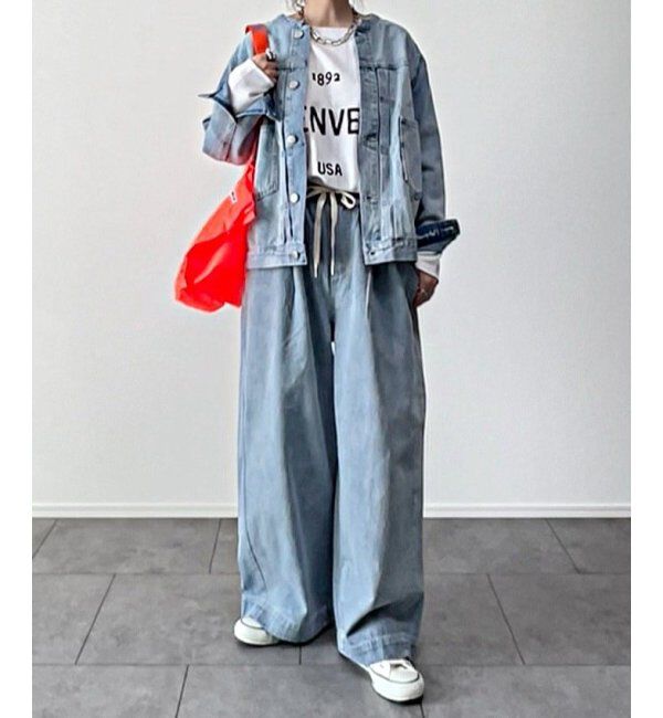 Lbc with Life「ＬＢＣデニムノーカラージャケット」|ブルゾン・スタジャン|