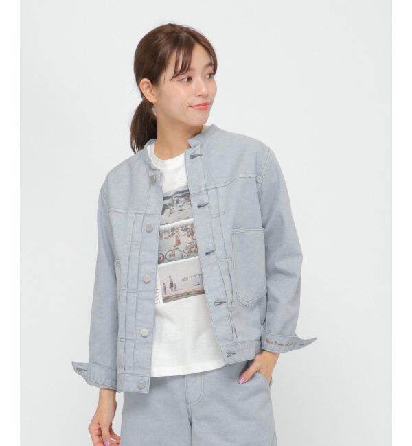 Lbc with Life「ＬＢＣデニムノーカラージャケット」|ブルゾン・スタジャン|
