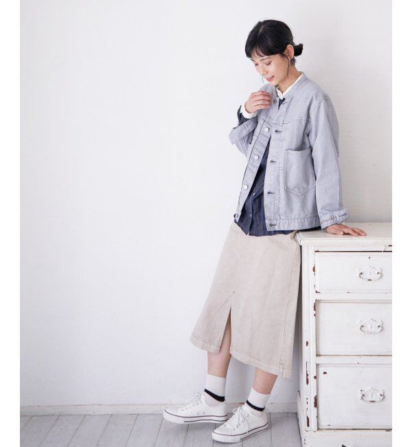 Lbc with Life「ＬＢＣデニムノーカラージャケット」|ブルゾン・スタジャン|