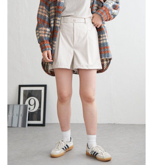 VENCE share style「合皮ショートパンツ」|その他|アイボリー