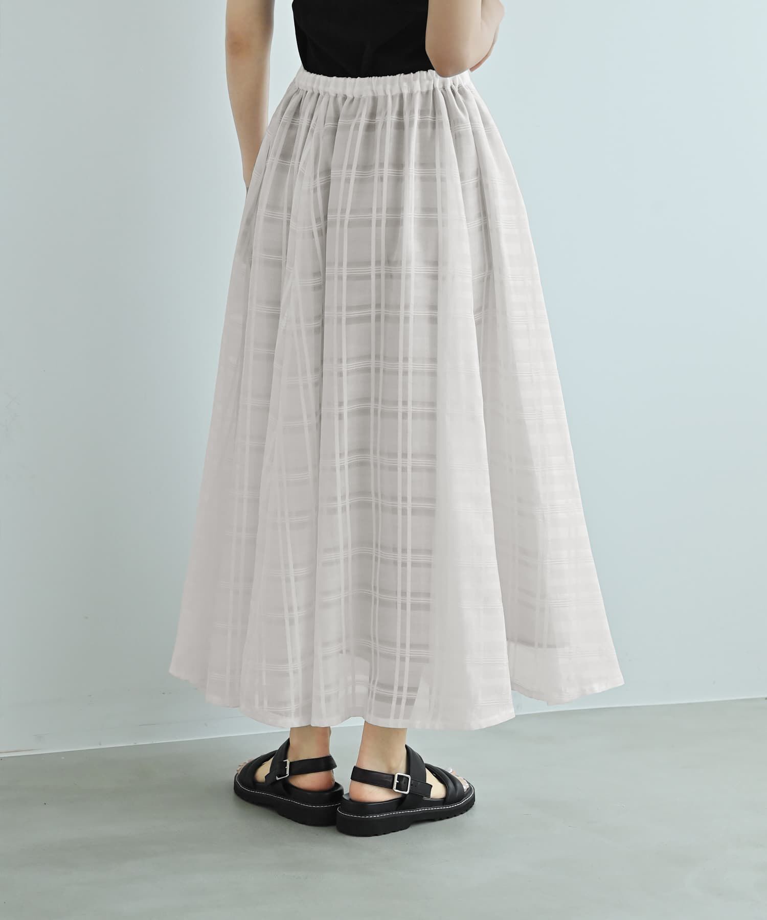 STYLE DELI「【Kana Oyama&times;BLK001】シアーチェックスカート／DELI size」|スカート|