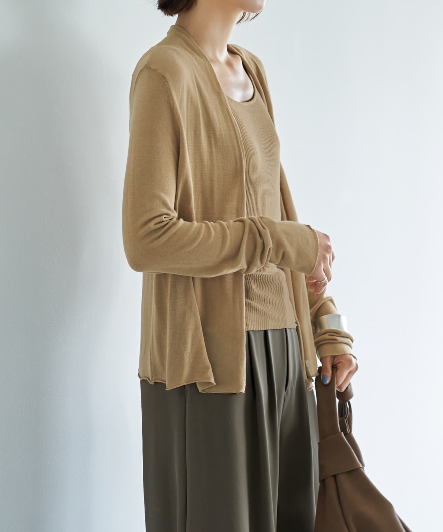 STYLE DELI「薄手なヌケ感とろみニットカーデセット」|Tシャツ・カットソー|ベージュ