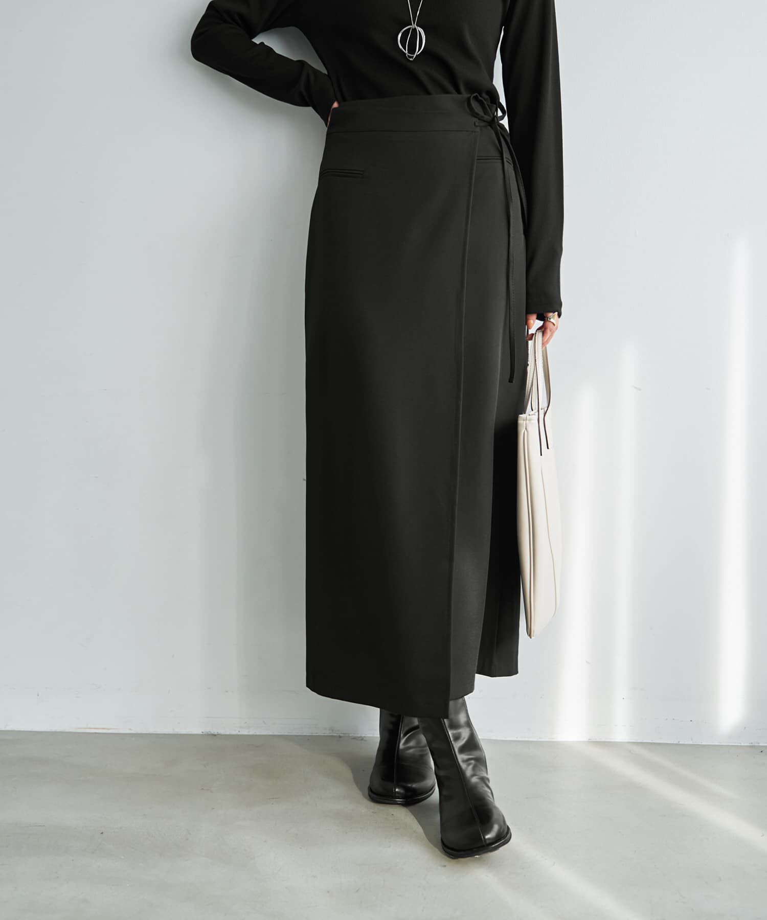 STYLE DELI「スタイリッシュラップスカート」|スカート|ブラック