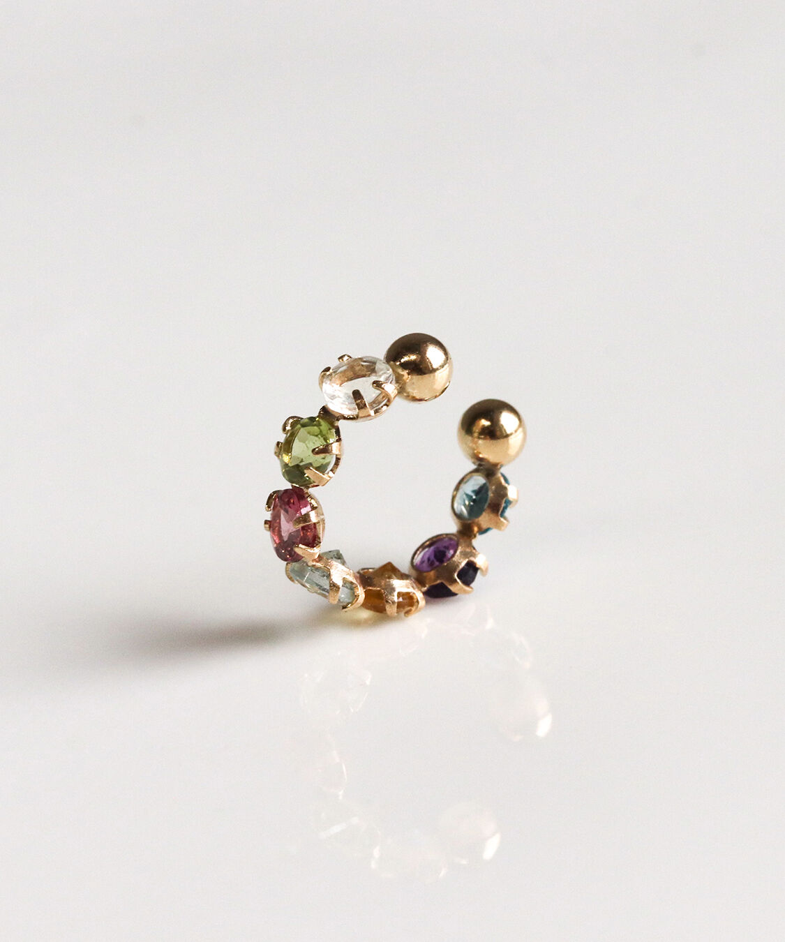  「マルチカラーストーン  イヤーカフ | K10YG 【片耳用】」|イヤーカフ|