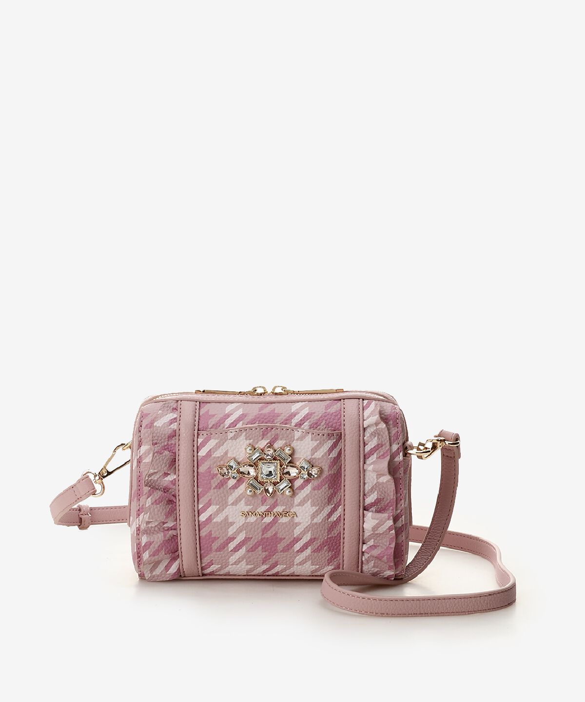 Samantha Vega「チェックビジューフリルショルダーバッグ」|ショルダー・メッセンジャー|ピンク