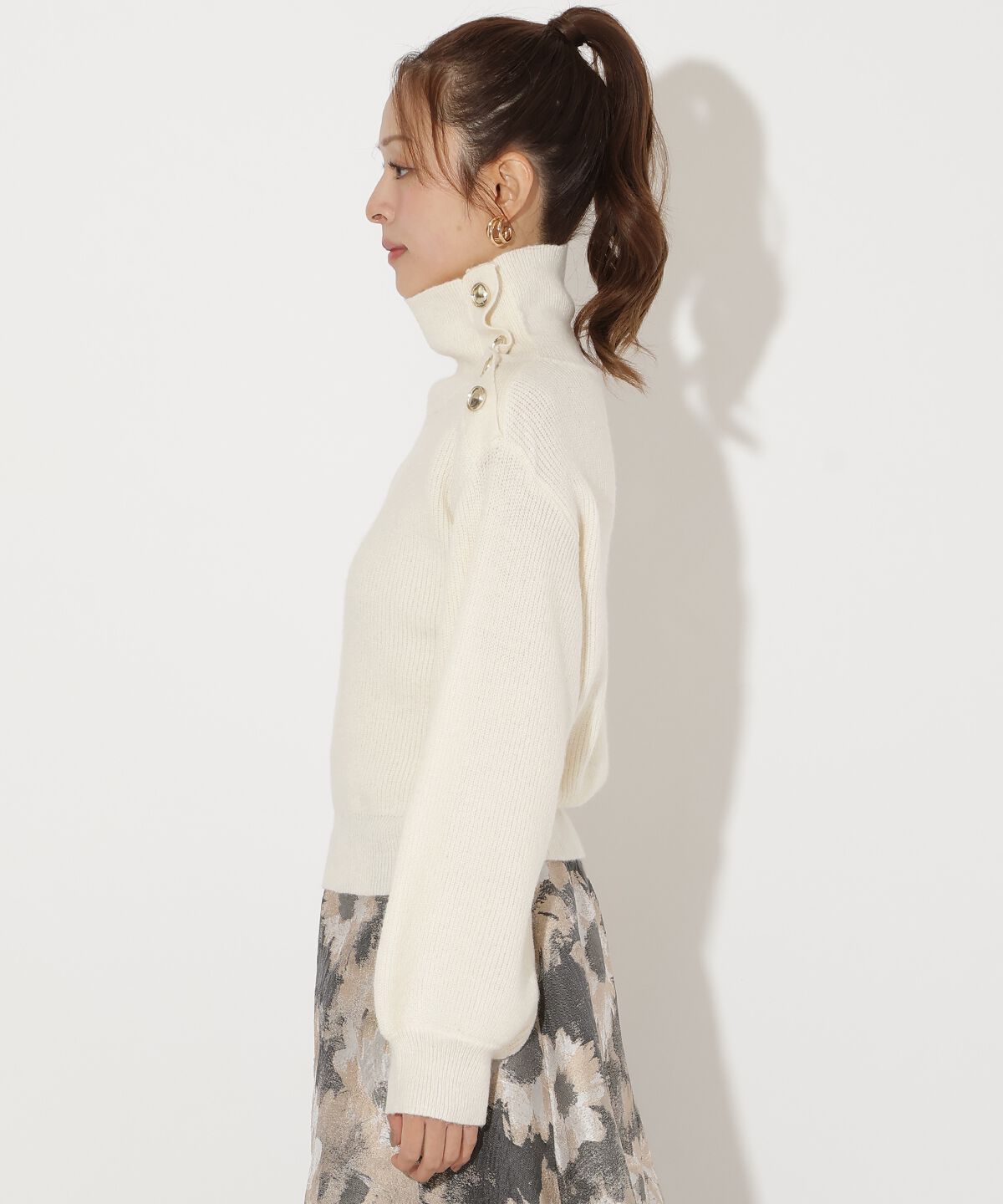 アンドクチュール「ショルダーボタンマルチウェイニットプルオーバー」|ニット・セーター|