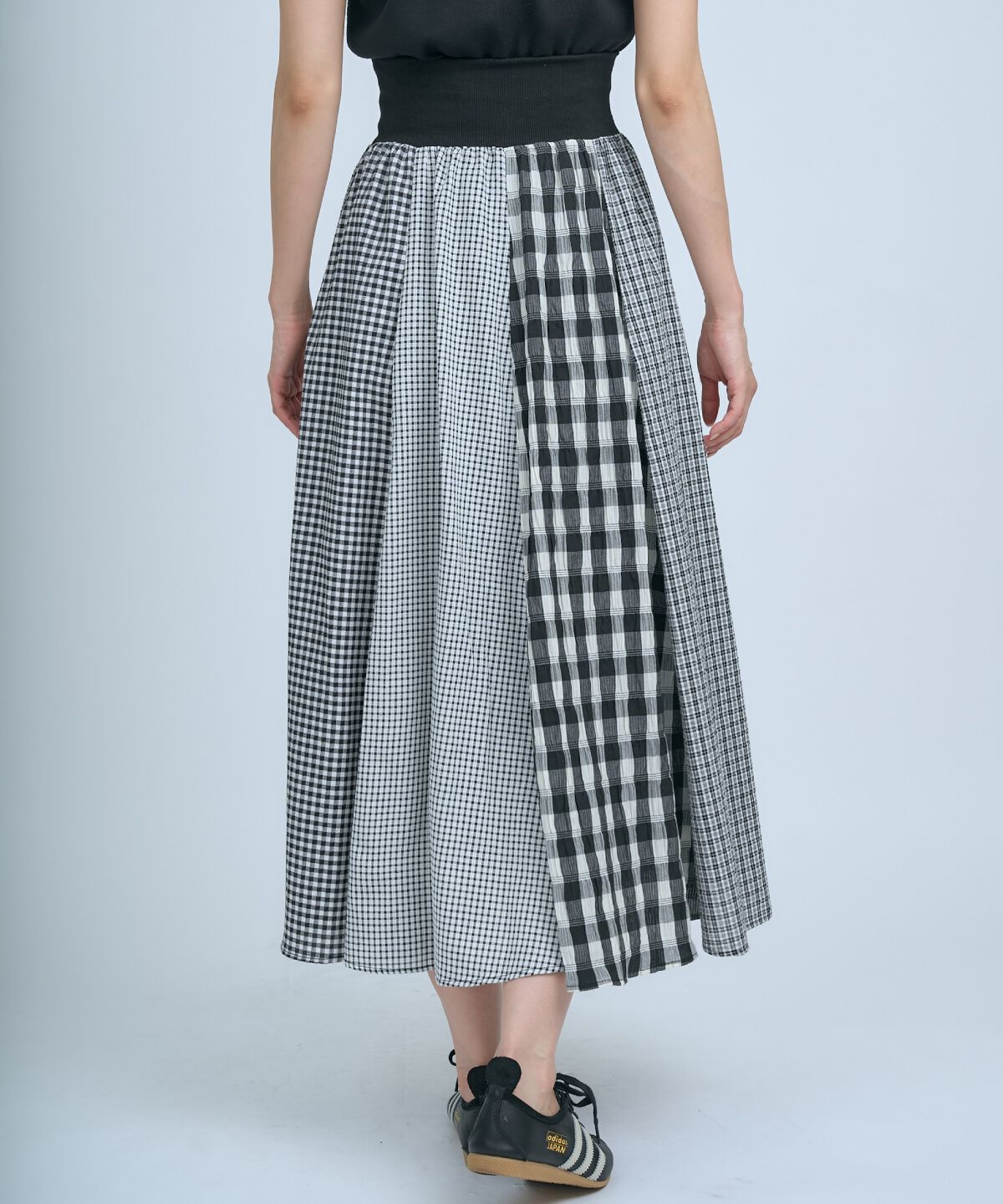 アンドクチュール「サッカーギンガム組み合わせスカート」|フレア|