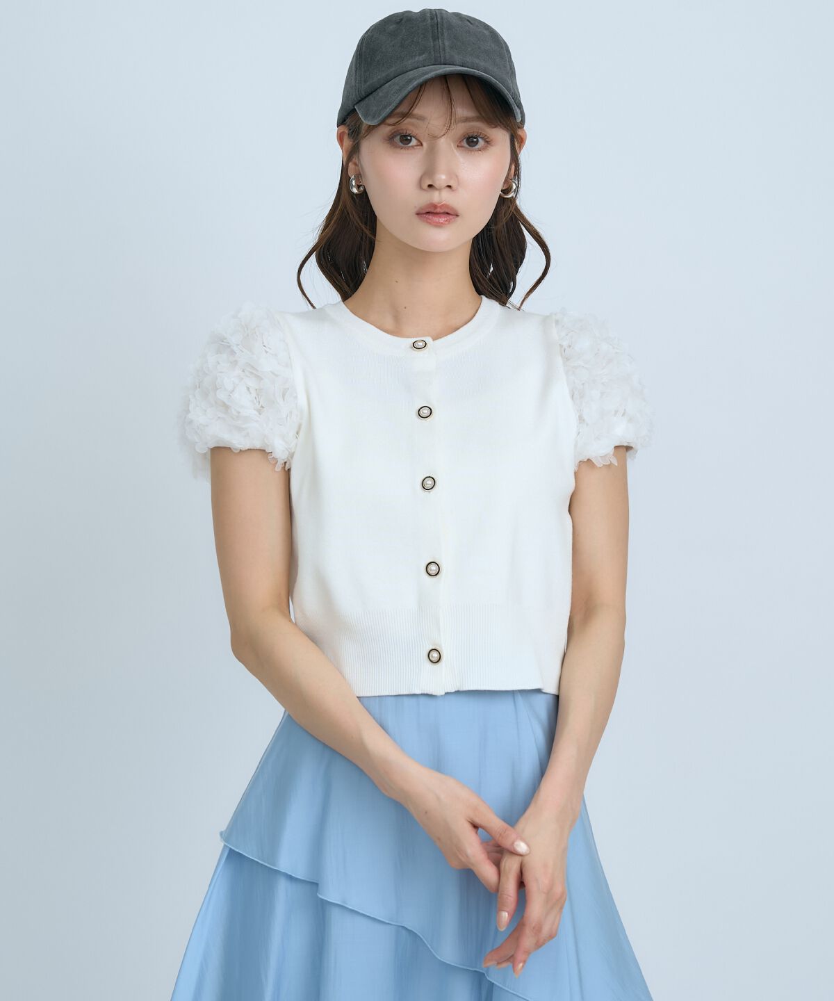 アンドクチュール「フラワーチュールスリーブカーディガン」|カーディガン|