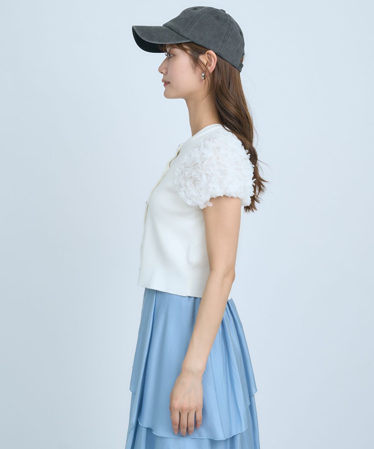 アンドクチュール「フラワーチュールスリーブカーディガン」|カーディガン|