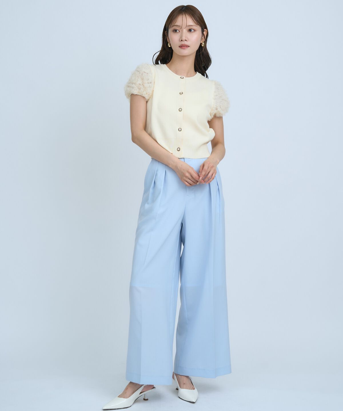 アンドクチュール「フラワーチュールスリーブカーディガン」|カーディガン|