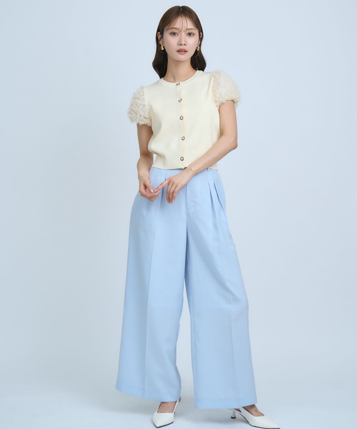 アンドクチュール「フラワーチュールスリーブカーディガン」|カーディガン|