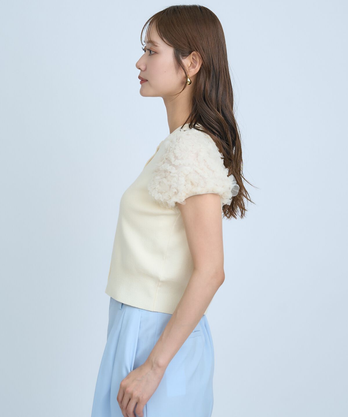 アンドクチュール「フラワーチュールスリーブカーディガン」|カーディガン|