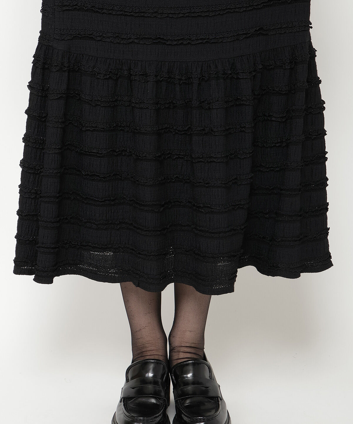 REDYAZEL「ベルトつきボーダーフリルスカート」|フレア|