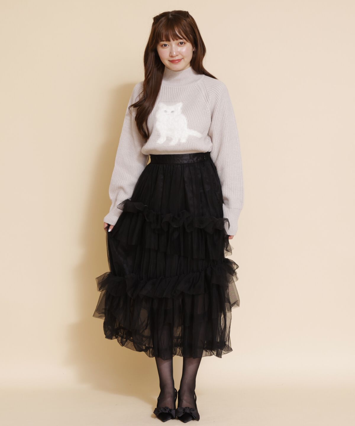 REDYAZEL「チュールフリルティアードスカート」|フレア|