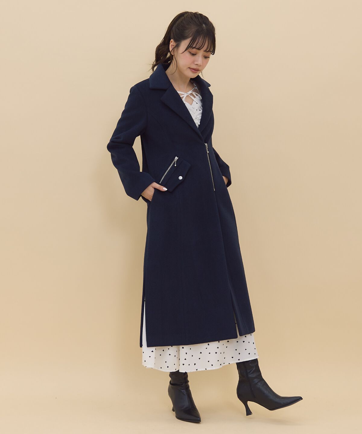 REDYAZEL「ジップチェスターコート」|ステンカラーコート|