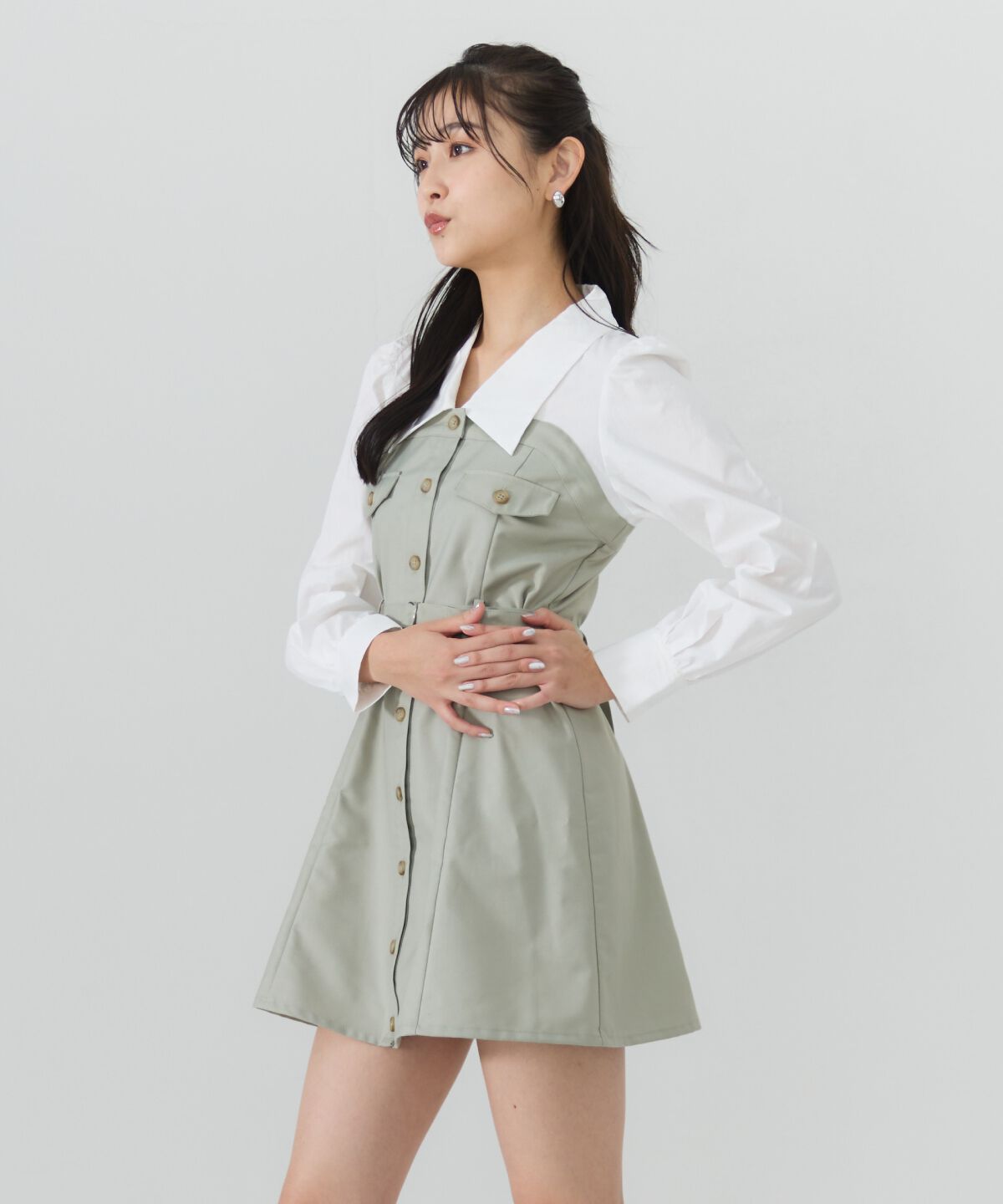 REDYAZEL「レイヤードデザインミニシャツワンピース」|ワンピース|