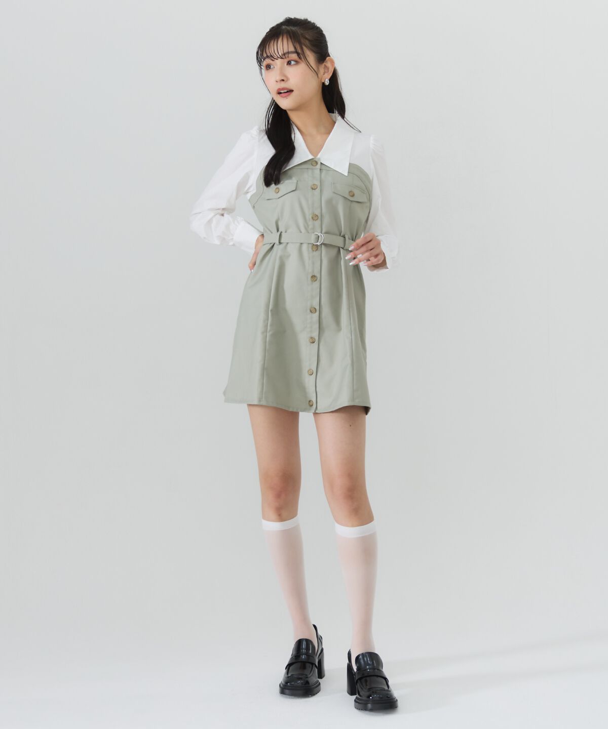 REDYAZEL「レイヤードデザインミニシャツワンピース」|ワンピース|