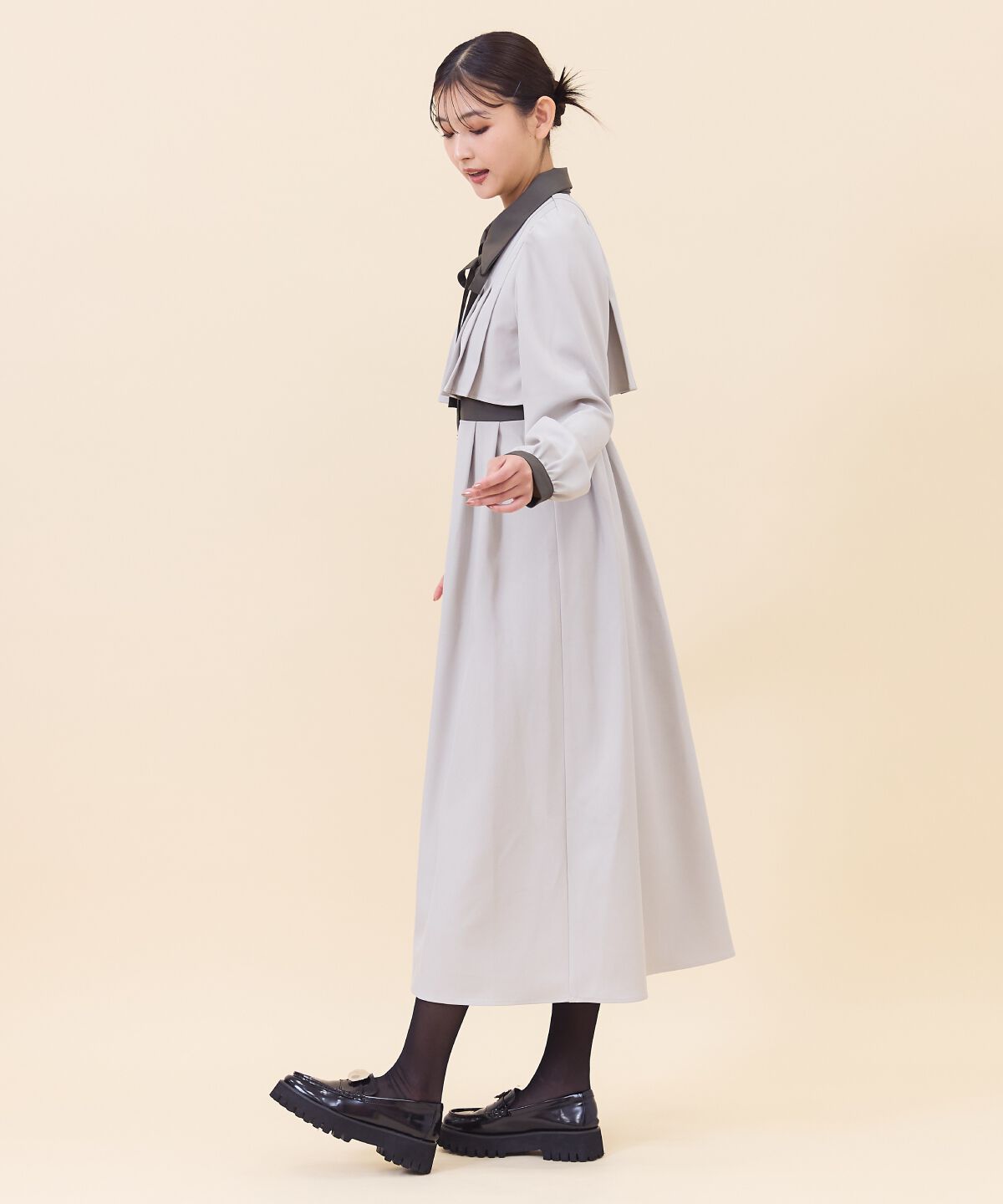 REDYAZEL「バイカラータックプリーツシャツワンピース」|ワンピース|