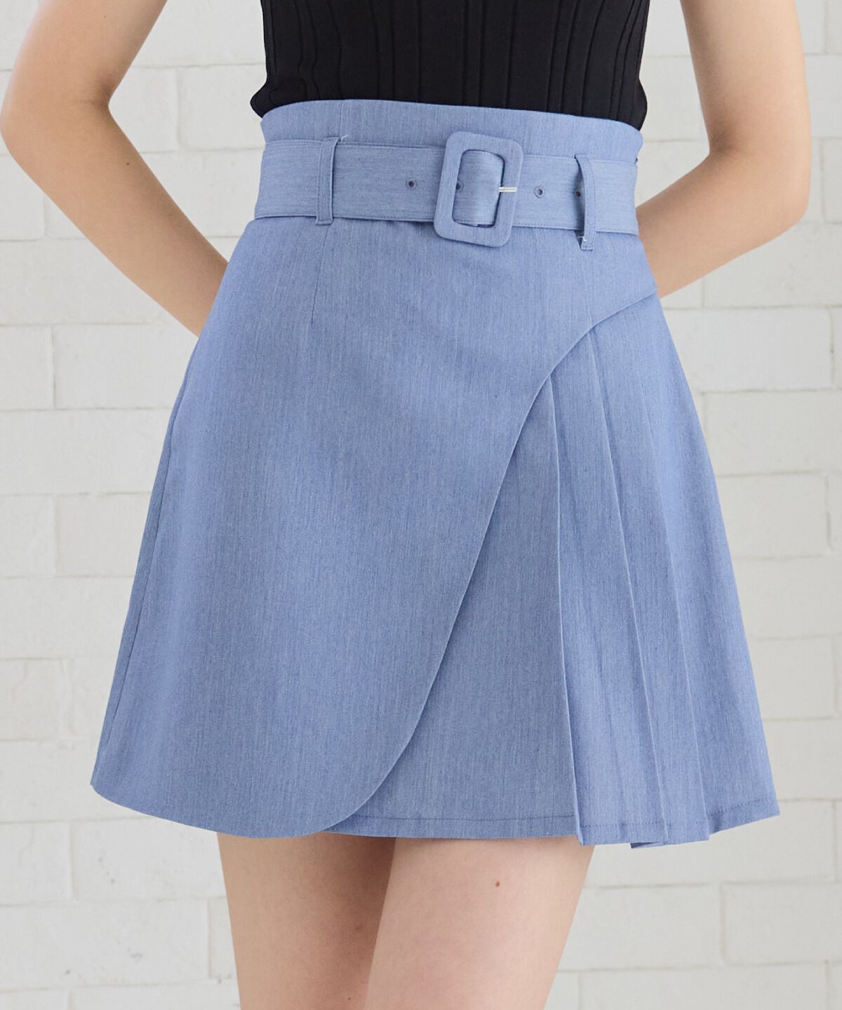 REDYAZEL「ラップデザインアシメプリーツミニスカート」|フレア|