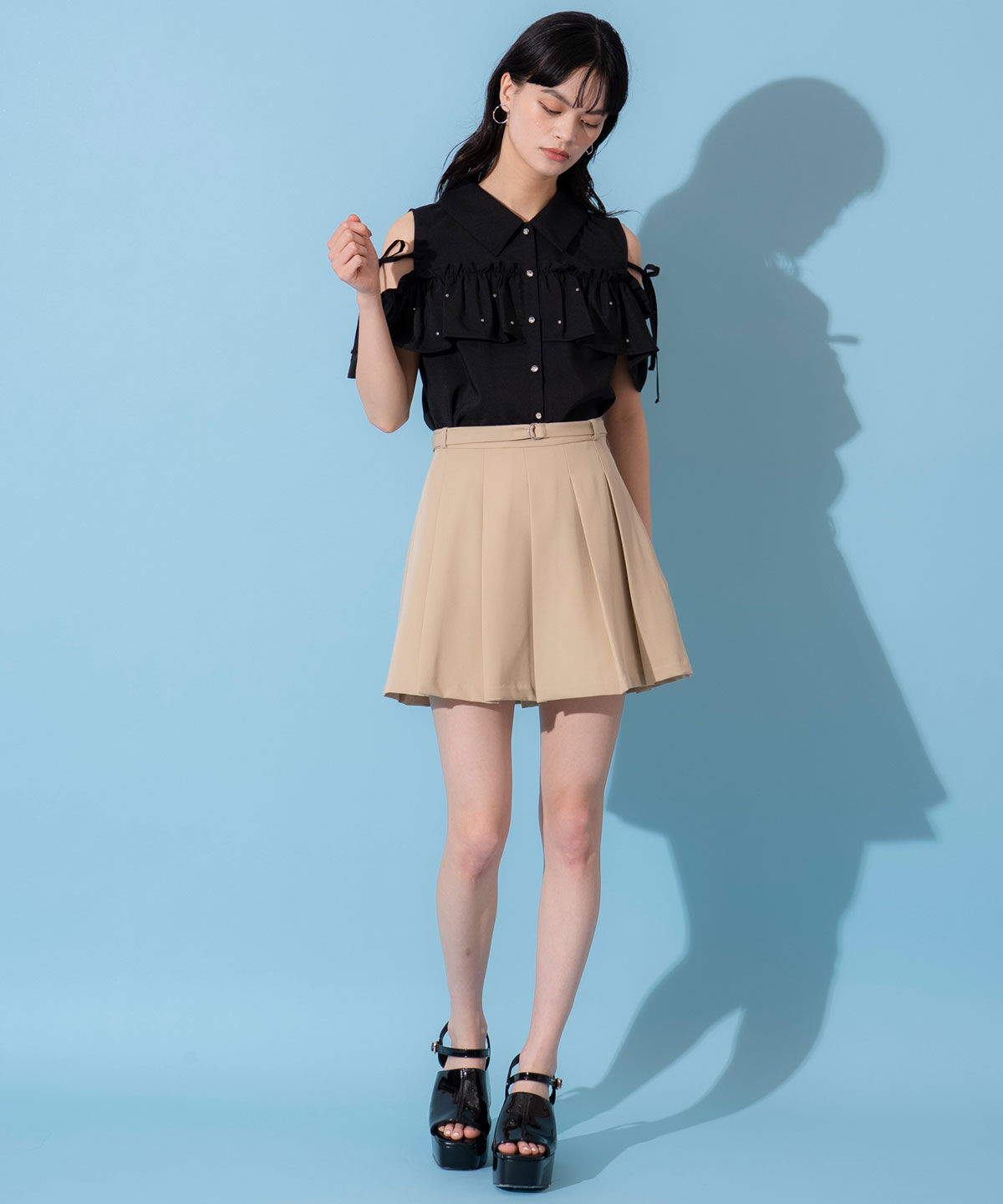 REDYAZEL「プリーツスカートルックショートパンツ」|キュロット|