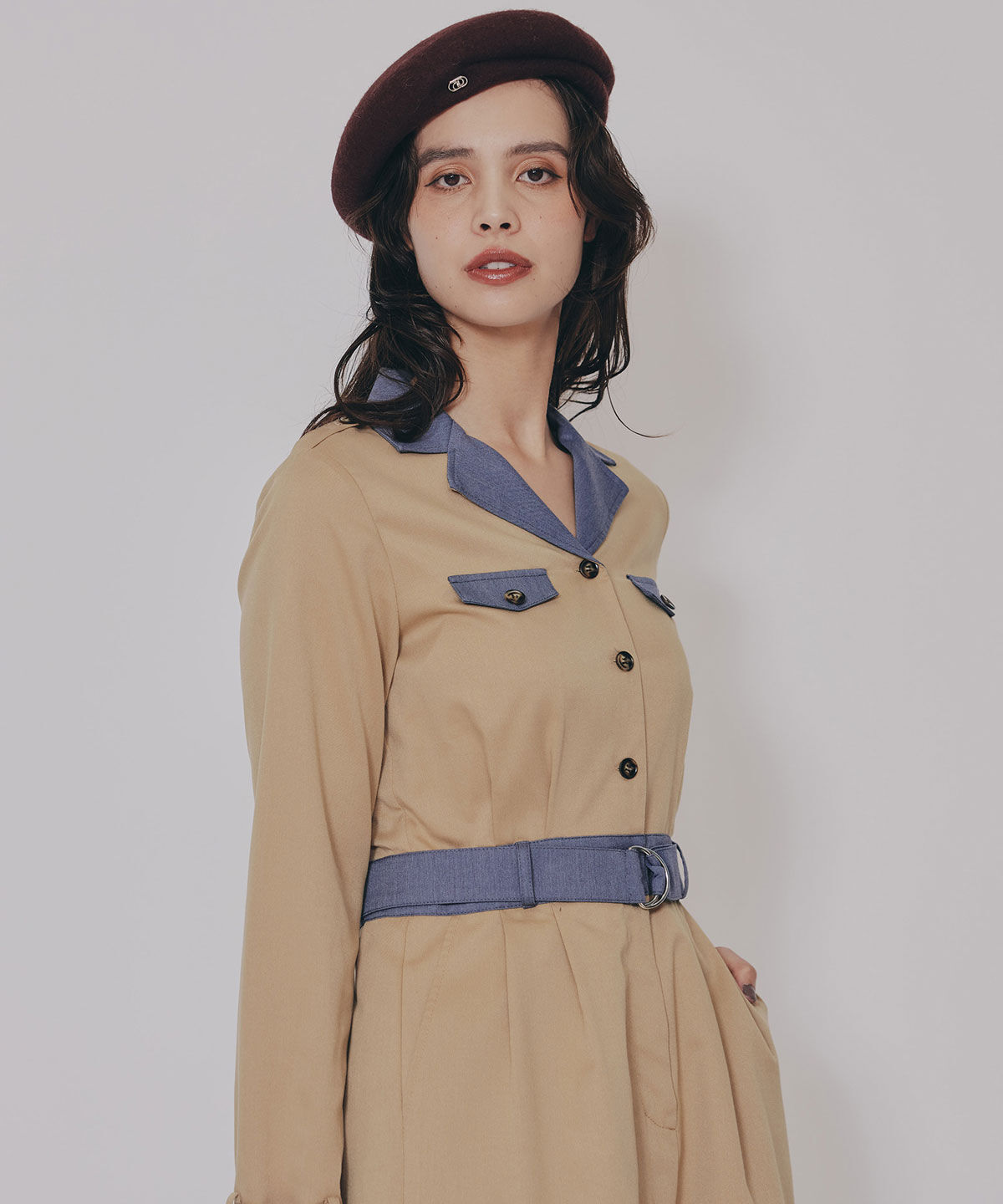 REDYAZEL「バイカラーベルトショートオールインワン」|オールインワン|