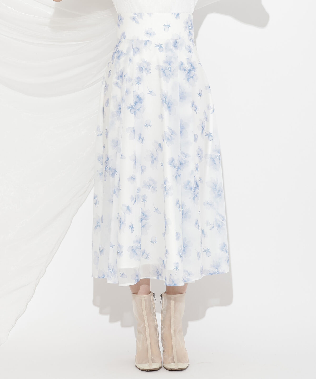 WILLSELECTION「ウォーターフラワープリントスカート」|フレア|