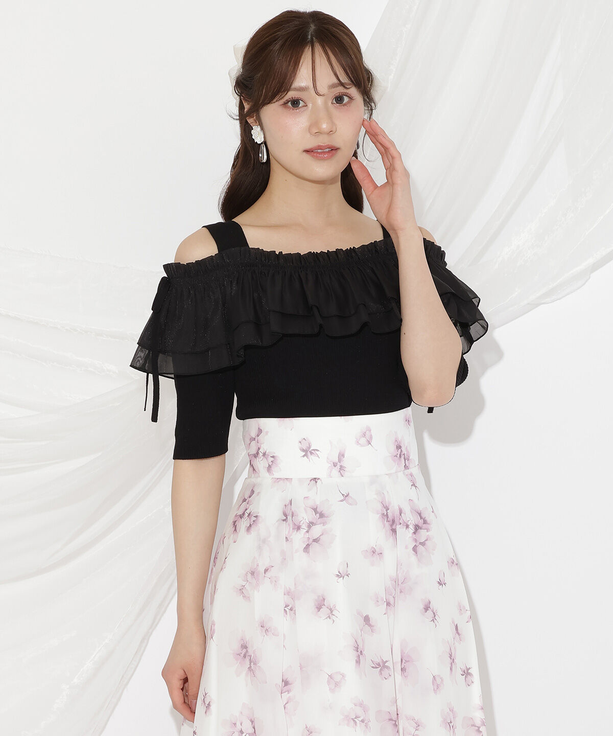 WILLSELECTION「シアーボリュームフリルニットプルオーバー」|ニット・セーター|