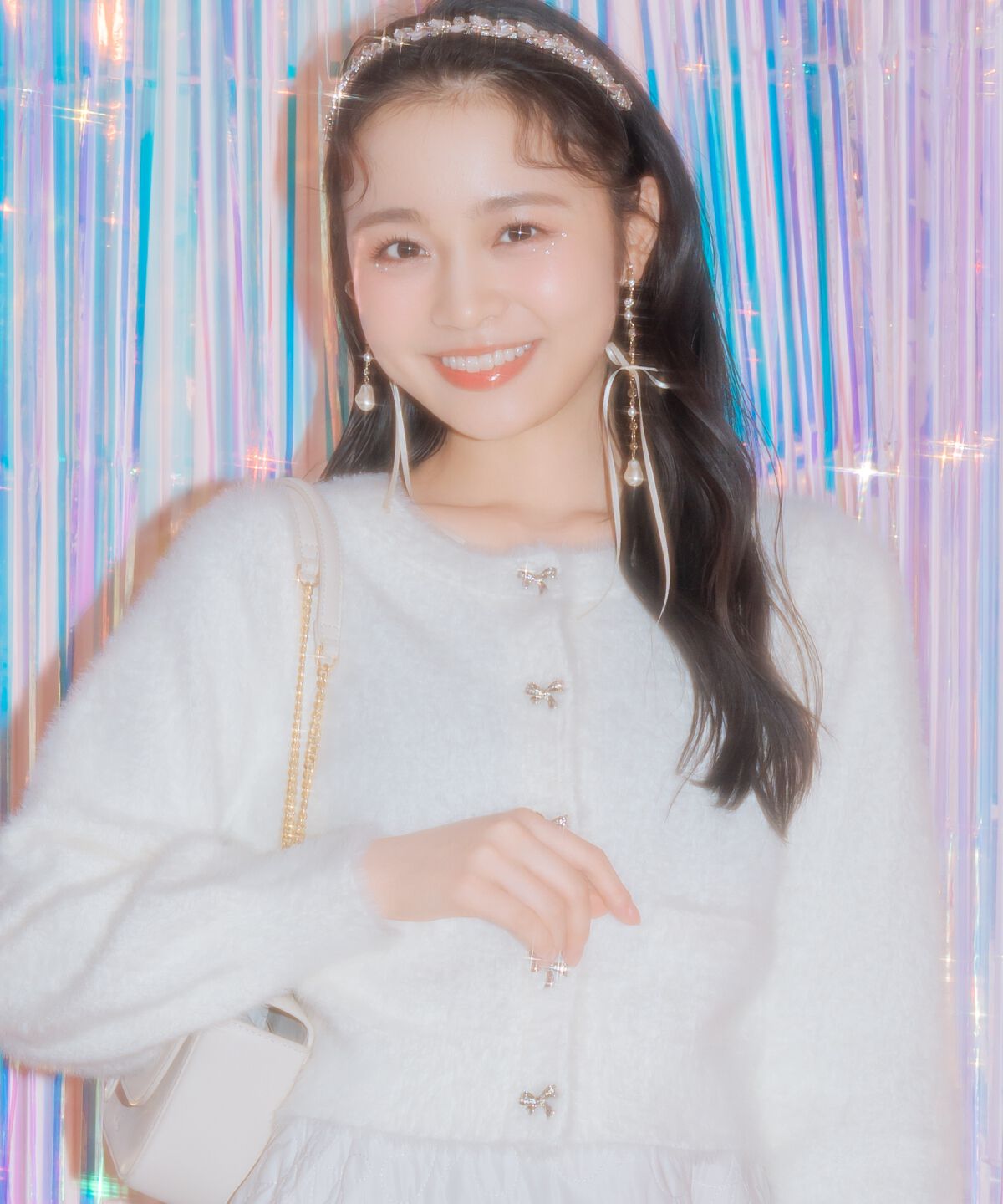 WILLSELECTION「リボンボタンフェザーカーディガン」|カーディガン|オフ