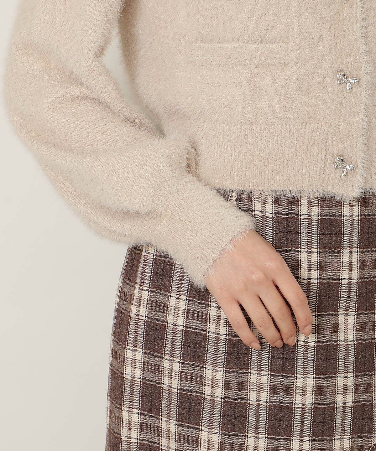 WILLSELECTION「リボンボタンフェザーカーディガン」|カーディガン|