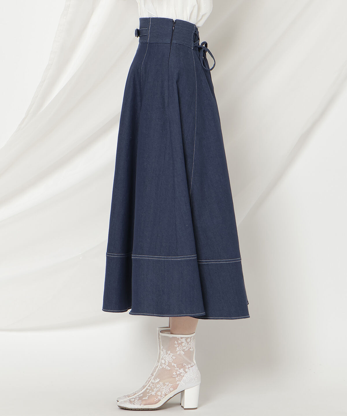 WILLSELECTION「ベルトデザインフレアデニムスカート」|スカート|