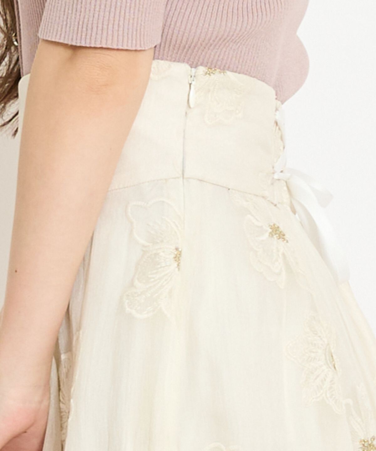 WILLSELECTION「フラワー刺繍シアースカート」|フレア|