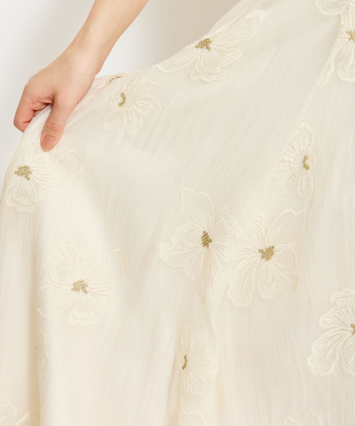 WILLSELECTION「フラワー刺繍シアースカート」|フレア|