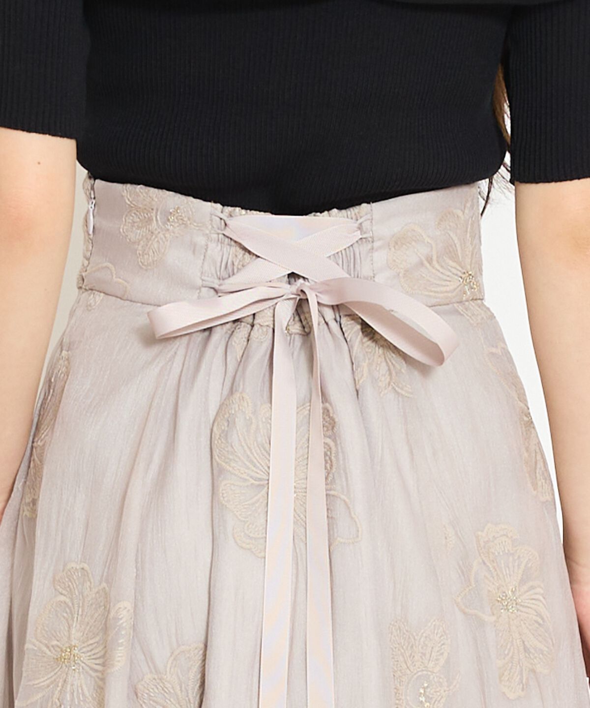 WILLSELECTION「フラワー刺繍シアースカート」|フレア|