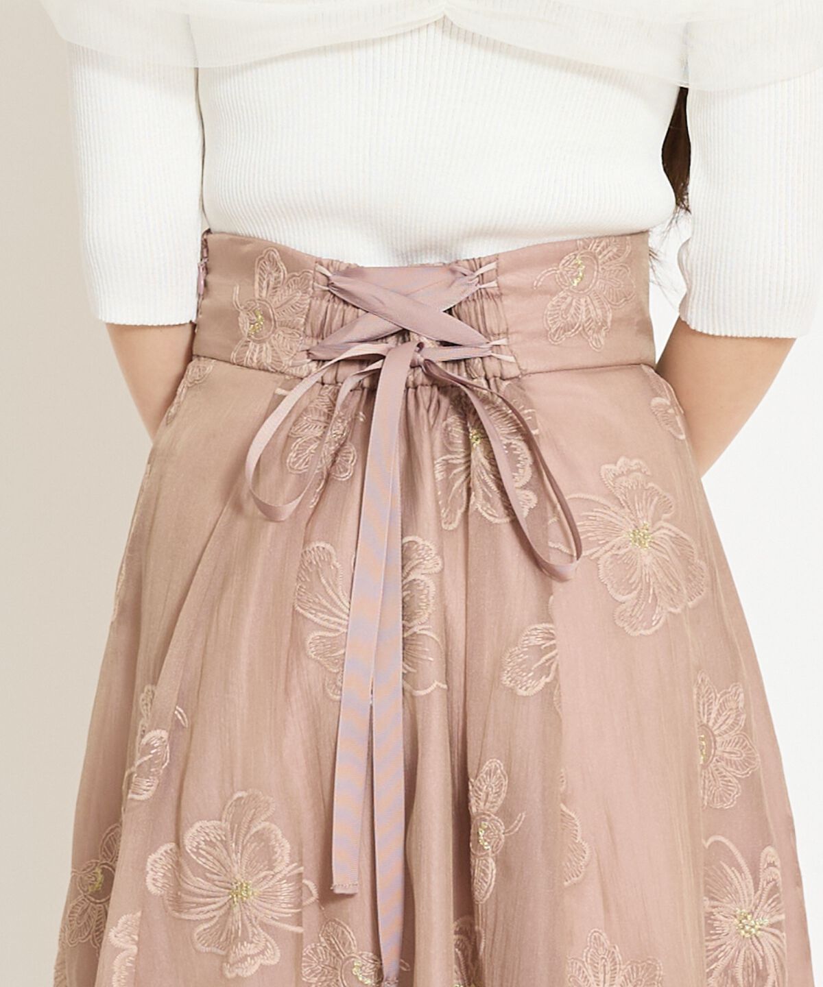 WILLSELECTION「フラワー刺繍シアースカート」|フレア|